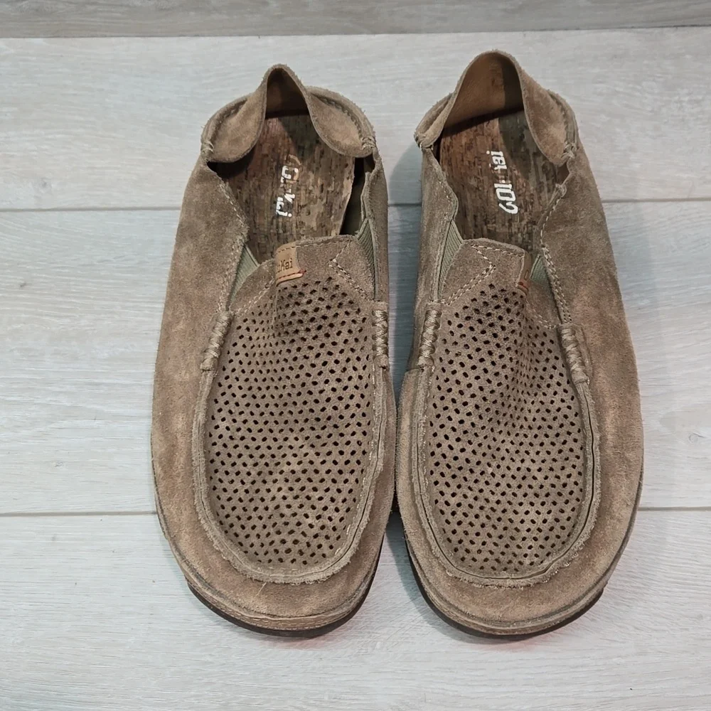 Olukai Women Moloa Kohana Leather Loafer Slip on shoes sz 10.5